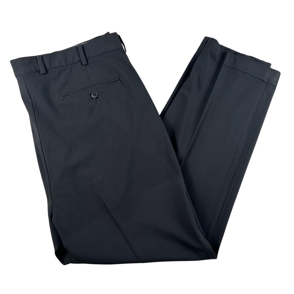 Greg Norman Pants Mens 40x29 Black Stretch Microfiber Flat Front Dress Slacks